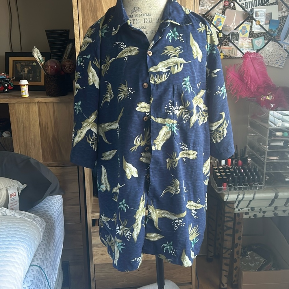 Premier International Tropical Botanical Print Button Down Shirt - XL